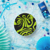 ライムグリーンと黒レトロ大理石旋回 ペーパーボウル (パーティー)