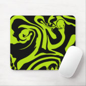 ライムグリーンと黒レトロ大理石旋回 マウスパッド (マウス)