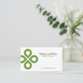 ライムグリーンにおけるクローバーデザイン 名刺 (スタンド正面)