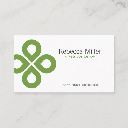 ライムグリーンにおけるクローバーデザイン 名刺 (正面)