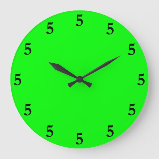 ライムグリーンのどこかで午後5時 ブラック ラージ壁時計 (正面)