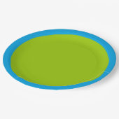 ライムグリーンのアクセント色の準備完了カスタマイズ ペーパープレート (アングル)