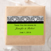 ライムグリーンのウォーターボトルラベルにダマスクの喜び ラベル (インサイチュ)