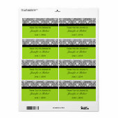 ライムグリーンのウォーターボトルラベルにダマスクの喜び ラベル (フルシート)