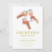 ライムグリーンのカクテル ブライダルシャワー 招待状 (正面)