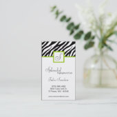 ライムグリーンのシマウマのプリントは名刺を個人化します 割引カード (スタンド正面)