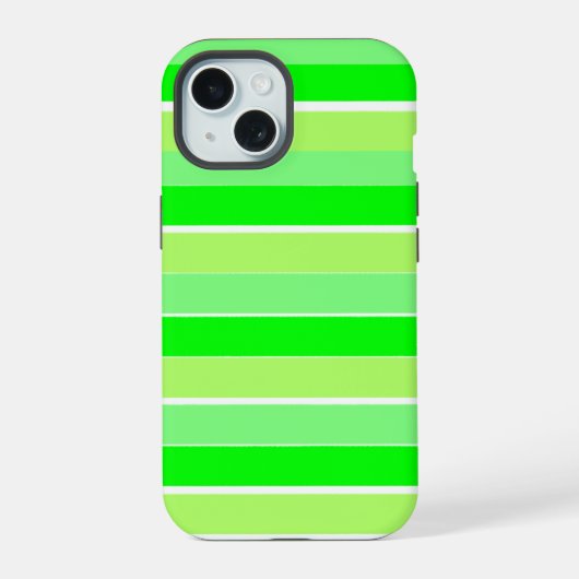 ライムグリーンのストライプ iPhone 15ケース (裏面)