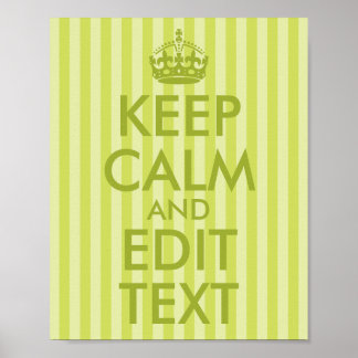 ライムグリーンのストライプ Keep Calm(冷静に)そしてテキスト編集 ポスター