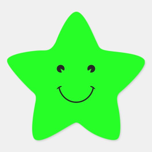 ライムグリーンのスマイル 星シール (正面)