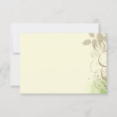 ライムグリーンのタンのグランジな渦巻の葉の応答カード 出欠カード (裏面)