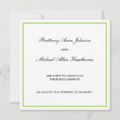 ライムグリーンのダマスク結婚式婚約発表 案内状 (裏面)