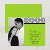 ライムグリーンのダマスク・ディライト ウェディングエンゲージメント 招待状 (正面/裏面)