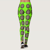 ライムグリーンのダーツボードのブルズアイ柄 レギンス (裏面)