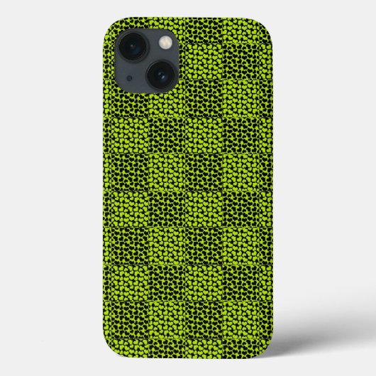 ライムグリーンのチェッカーボードハートパターン Case-Mate iPhoneケース (裏面)