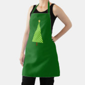 ライムグリーンのドット柄 現代的なクリスマスツリー エプロン (インサイチュ)