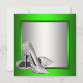 ライムグリーンのハイヒール 女性の誕生日パーティー 招待状 (裏面)