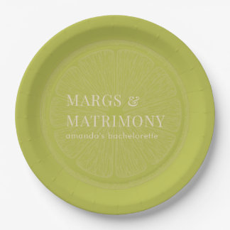 ライムグリーンのバチェラー・パーティー Margs & Matrimony ペーパープレート