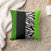 ライムグリーンのヒョウおよびシマウマのアニマルプリント クッション (ブランケット)