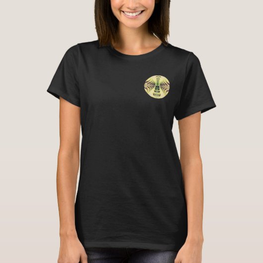 ライムグリーンのフラクタル対称性を持つ抽象芸術 Tシャツ (正面)