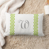 ライムグリーンのモノグラムのシェブロンのトスの枕 ランバークッション (ブランケット)