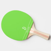 ライムグリーンのモノグラム ピンポンラケット (横)