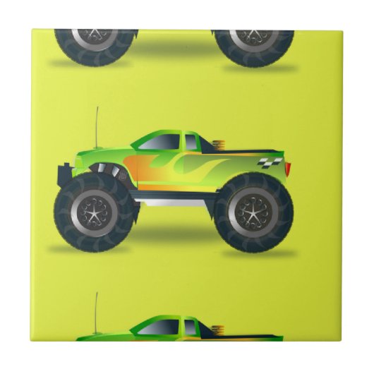 ライムグリーンのモンスタートラック タイル (正面)