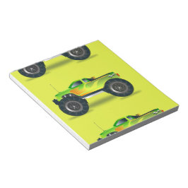 ライムグリーンのモンスタートラック ノートパッド