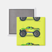 ライムグリーンのモンスタートラック マグネット (正面/裏面)