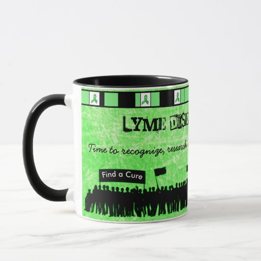 ライムグリーンのライム病啓発コーヒーマグ マグカップ (左)
