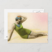 ライムグリーンの入浴美しい ポストカード (正面/裏面)