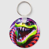 ライムグリーンの唇とピンクの目の眉を持つコブラヘビ キーホルダー (裏面)