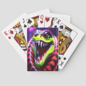 ライムグリーンの唇とピンクの目の眉を持つコブラヘビ トランプ (裏面)