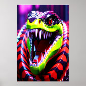 ライムグリーンの唇とピンクの目の眉を持つコブラヘビ ポスター (正面)