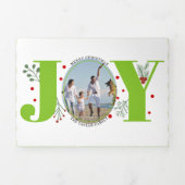 ライムグリーンの喜びとベリーのクリスマスホリデーフォト 三つ折りクリスマスカード (カバー)