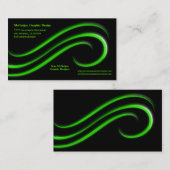 ライムグリーンの斜角渦巻の黒い背景 名刺 (正面/裏面)