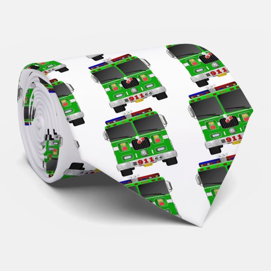 ライムグリーンの普通消防車 ネクタイ (ロール)