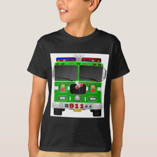 ライムグリーンの普通消防車 Tシャツ