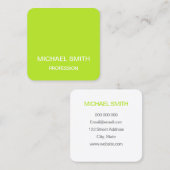 ライムグリーンの最小主義の粋な名刺 スクエア名刺 (正面/裏面)