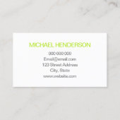 ライムグリーンの最小主義の粋な名刺 名刺 (裏面)