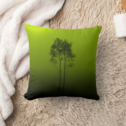 ライムグリーンの木の枕 クッション (ブランケット)