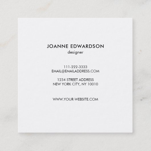 ライムグリーンの水彩画の(ばちゃばちゃ)跳ねるのしぶきのプロフェッショナル スクエア名刺 (裏面)