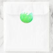 ライムグリーンの水彩画アート ありがとうございます ラウンドシール (バッグ)