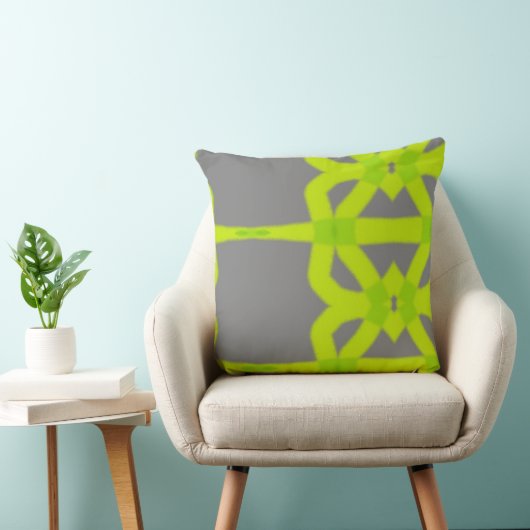 ライムグリーンの灰色のモダンの抽象芸術のカスタムな綿のソファー クッション (椅子)
