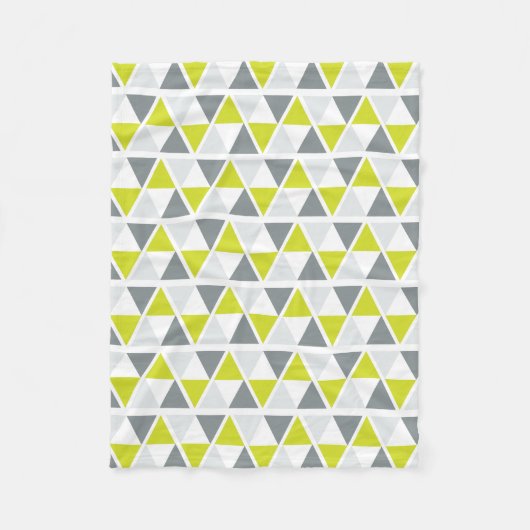 ライムグリーンの灰色の幾何学的なパターン フリースブランケット (正面)