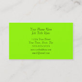 ライムグリーンの空想のデザイン 名刺 (裏面)