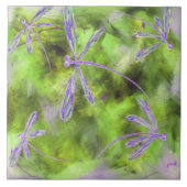 ライムグリーンの紫色のトンボ タイル (正面)