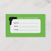 ライムグリーンの美容師のアポイントメントの名刺 予約カード (裏面)