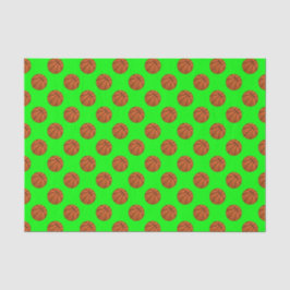 ライムグリーンの背景にブラウンのバスケットボール 薄葉紙
