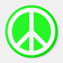 ライムグリーンの背景に白いピースサイン マグネット