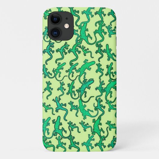 ライムグリーンの背景に緑のトカゲ Case-Mate iPhoneケース (裏面)